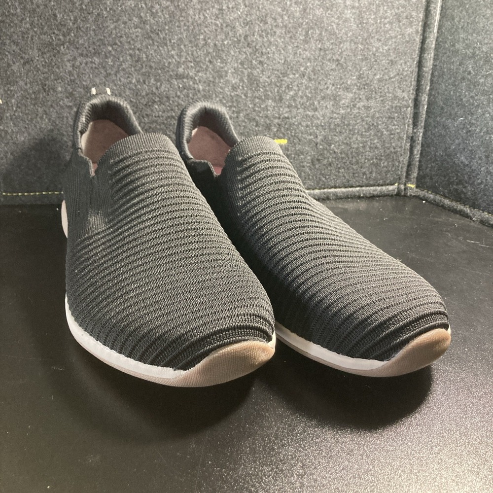 Ryka Era Knit Womens 12W Wide Black Slip On Walking Sneakers Arch Support